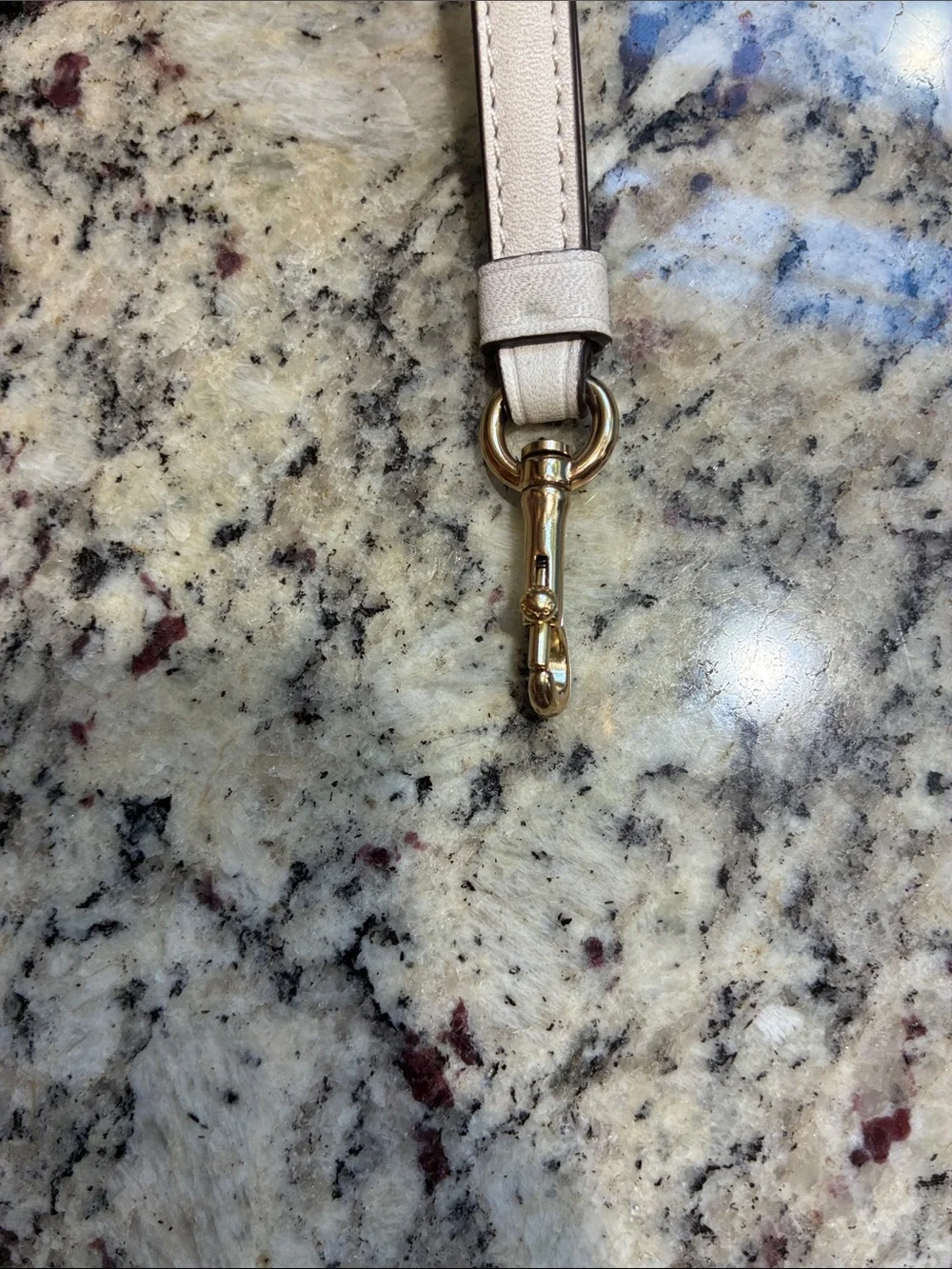 Coach Leather Wristlet Strap in Light Beige with Gold Hardware